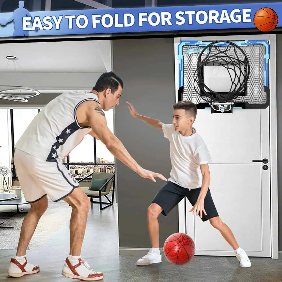 Basketball Hoop Indoor for Kids 16.5 X 12.5 - Mini Basketball Hoop for Door with 2 Balls  Complete Basketball Accessories，Basketball Toy for Kids Boys Teens，Perfect for A Basketball Lover as Gift…