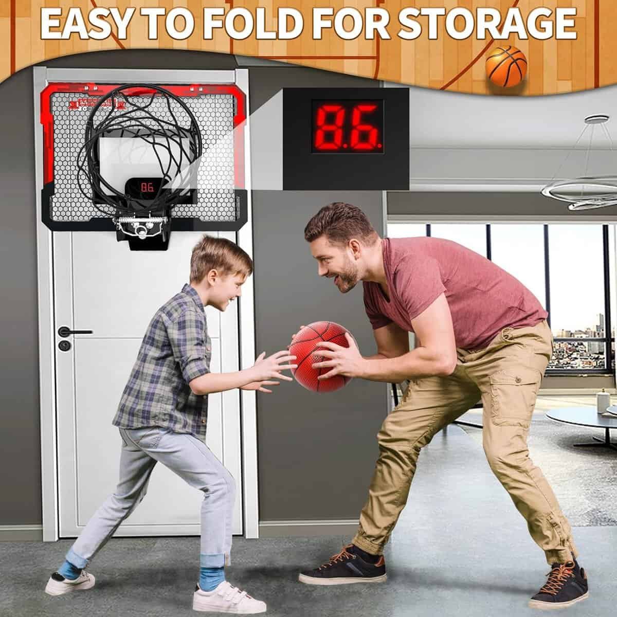 Basketball Hoop Indoor for Kids 16.5 X 12.5 - Mini Basketball Hoop for Door with 2 Balls  Complete Basketball Accessories，Basketball Toy for Kids Boys Teens，Perfect for A Basketball Lover as Gift…
