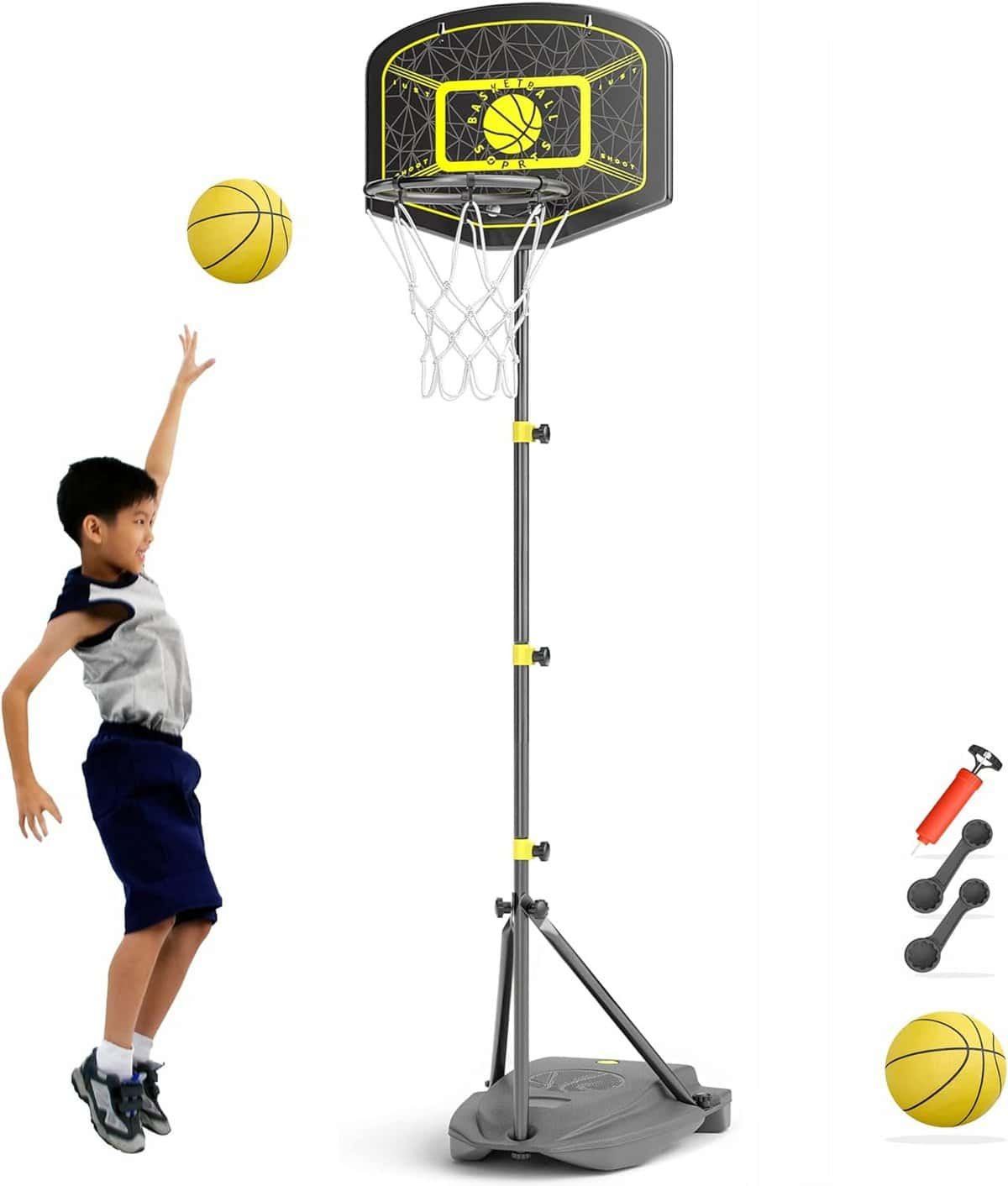 GILIKOKO Kids Basketball Hoop, Height Adjustable from 3.6FT-6.32FT, Outdoor and Indoor Toys for Children GILIKOKO Kids Basketball Hoop, Height Adjustable from 3.6FT-6.32FT, Outdoor and Indoor Toys for Children