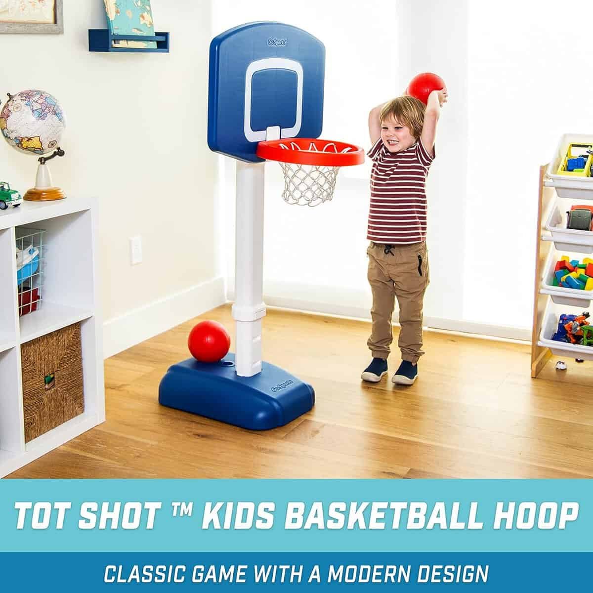 GoSports Tot Shot Modern Kids Basketball Set - Indoor  Outdoor Toy Hoop for Toddlers