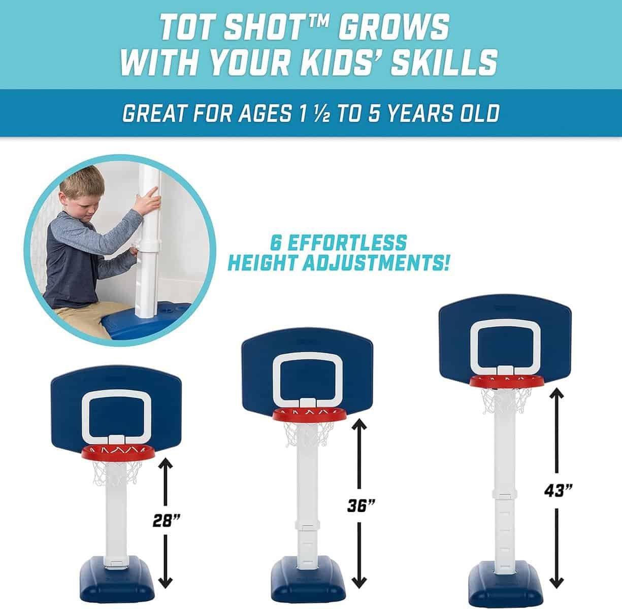 GoSports Tot Shot Modern Kids Basketball Set - Indoor  Outdoor Toy Hoop for Toddlers