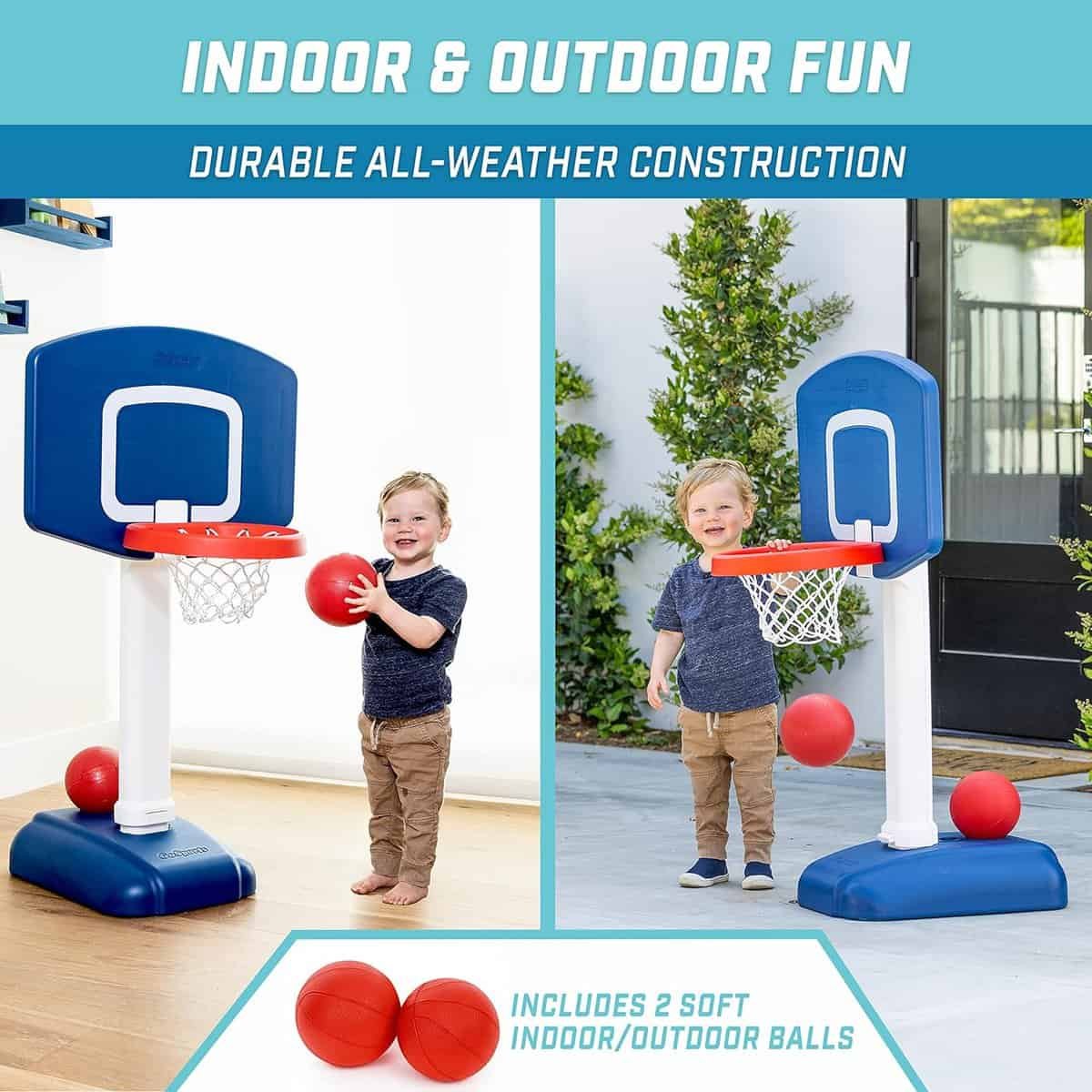 GoSports Tot Shot Modern Kids Basketball Set - Indoor  Outdoor Toy Hoop for Toddlers