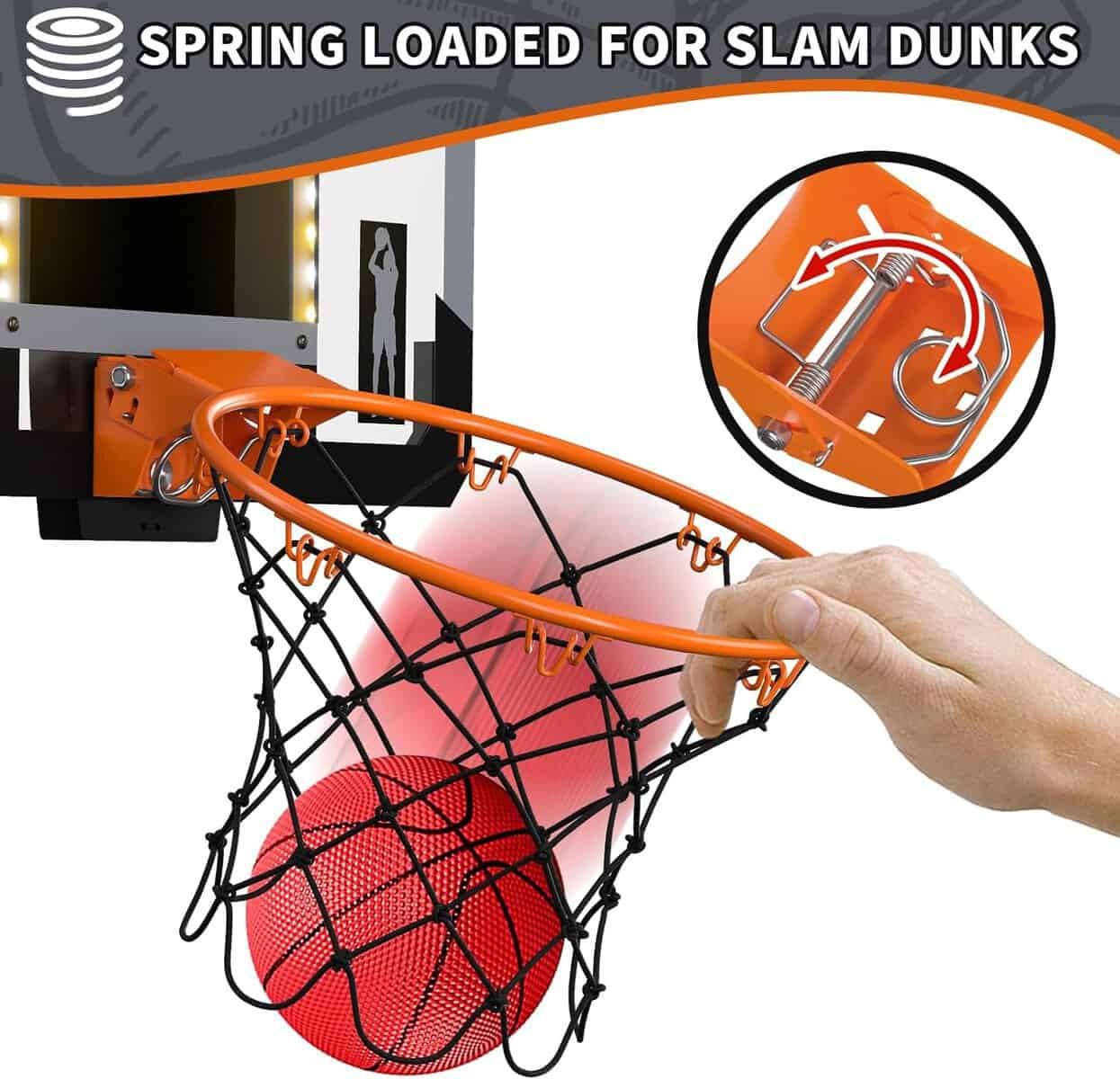 HYES Mini Basketball Hoop Indoor with Scoreboard/LED Light, Glow in The Dark Door Basketball Hoop, Basketball Toy Gifts for Kids Boys Girls Teens Adults, Suit for Bedroom/Office/Outdoor/Pool, Black HYES Mini Basketball Hoop Indoor with Scoreboard/LED Light, Glow in The Dark Door Basketball Hoop, Basketball Toy Gifts for Kids Boys Girls Teens Adults, Suit for Bedroom/Office/Outdoor/Pool, Black