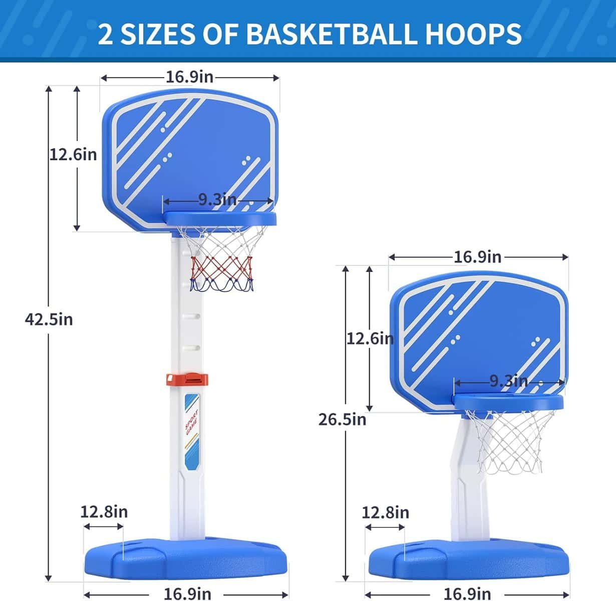 HYES Toddler Basketball Hoop Indoor, Kids Basketball Hoop Outdoor with Adjustable Height/4 Balls/2 Nets, Mini Basketball Goal Court Sport Toys Gifts for Backyard Games Outside Swimming Pool HYES Toddler Basketball Hoop Indoor, Kids Basketball Hoop Outdoor with Adjustable Height/4 Balls/2 Nets, Mini Basketball Goal Court Sport Toys Gifts for Backyard Games Outside Swimming Pool