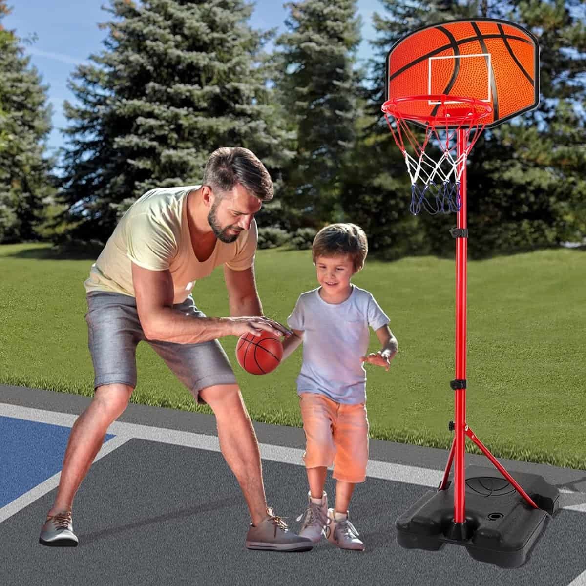 Kids Basketball Hoop for 1 2 3 4 5 6 Year Old Stand Adjustable Height 3.5ft-5.5ft Toddler Indoor Mini Basketball Hoops Goal Ball Games Toys for Girl Boy Age 1-3 2-4 3-5