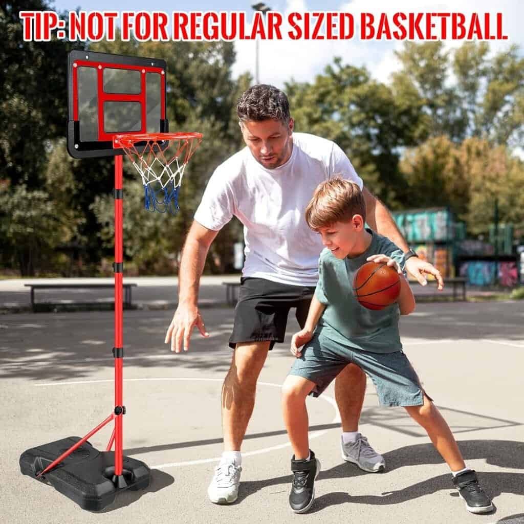 Kids Basketball Hoop with Stand, Adjustable Basketball Set Height 3.5ft-6.2ft, Toddler Basketball Toys for Boys Age 3 4 5 6 7 8, Mini Portable Basketball Goals for Indoor Outdoor Backyard Sport Game