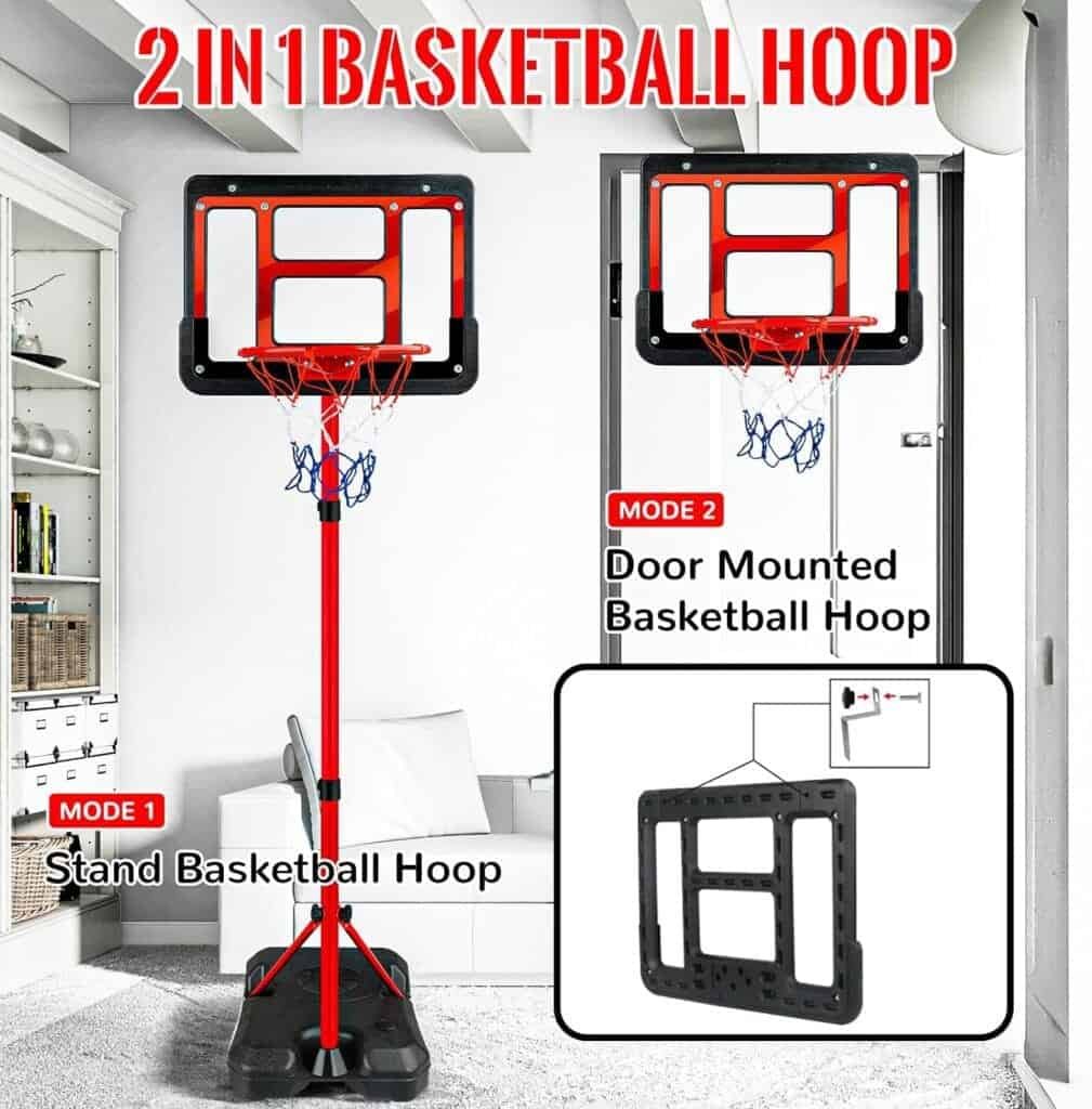 Kids Basketball Hoop with Stand, Adjustable Basketball Set Height 3.5ft-6.2ft, Toddler Basketball Toys for Boys Age 3 4 5 6 7 8, Mini Portable Basketball Goals for Indoor Outdoor Backyard Sport Game