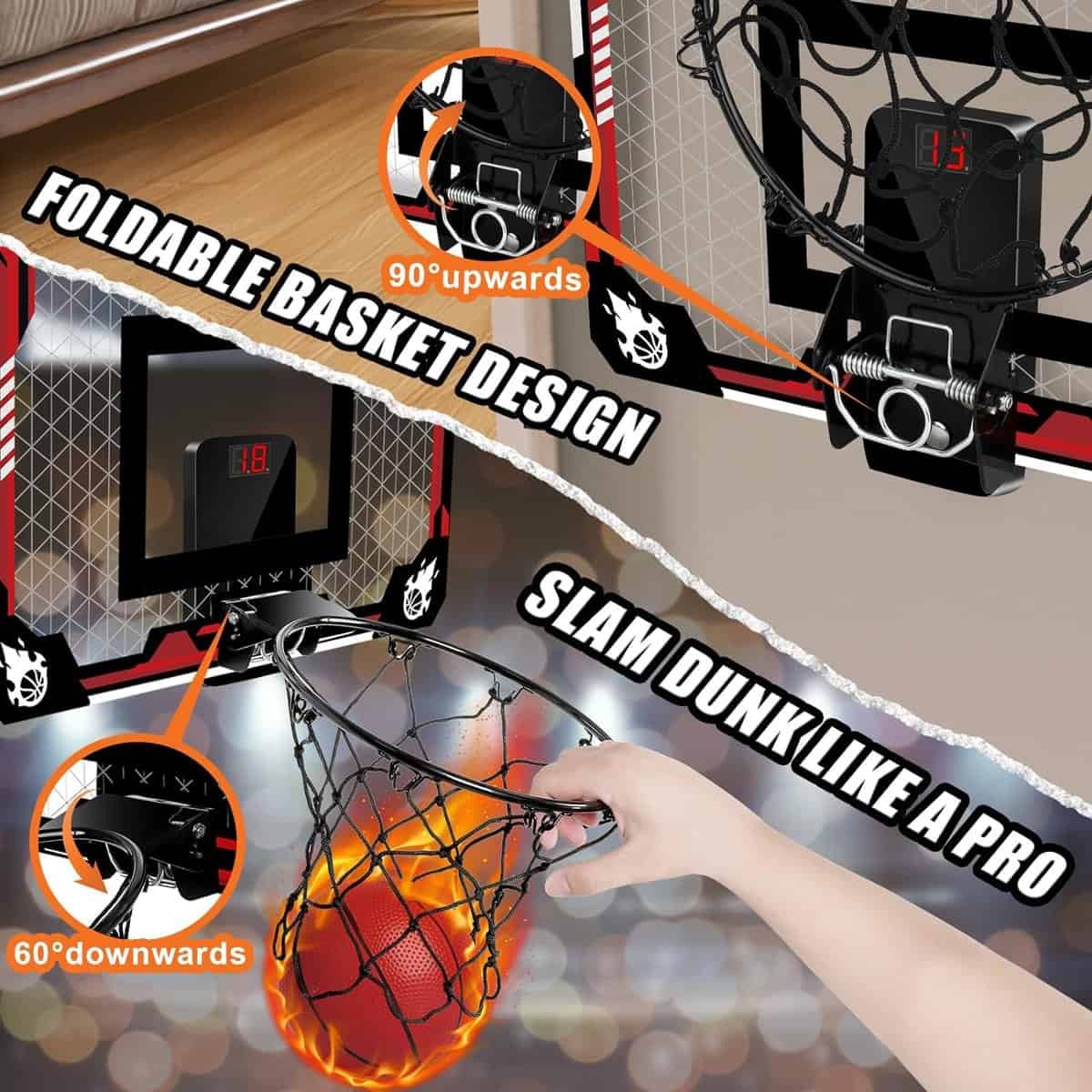 KIZJORYA Basketball Hoop Indoor, Mini Basketball Hoop for Kids with 4 Balls, Foldable Over The Door Fan Backboard, Sports Outdoor Play Toys Room Game, Birthday Gift for Teens Boy Girl Adults Ages 3+ KIZJORYA Basketball Hoop Indoor, Mini Basketball Hoop for Kids with 4 Balls, Foldable Over The Door Fan Backboard, Sports Outdoor Play Toys Room Game, Birthday Gift for Teens Boy Girl Adults Ages 3+