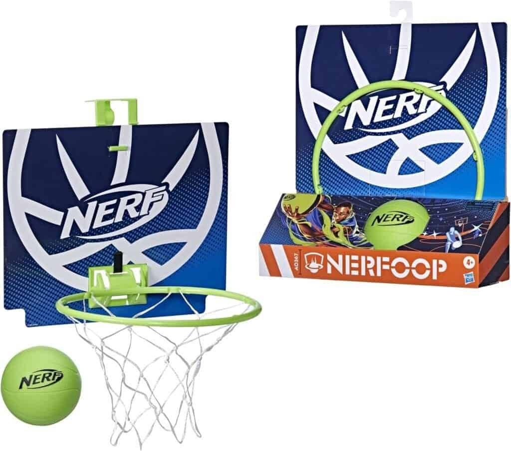 NERF Nerfoop - The Classic Mini Foam Basketball and Hoop - Hooks On Doors - Indoor and Outdoor Play - A Favorite Since 1972 NERF Nerfoop - The Classic Mini Foam Basketball and Hoop - Hooks On Doors - Indoor and Outdoor Play - A Favorite Since 1972