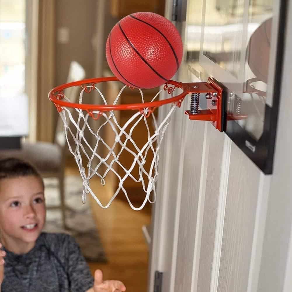 Pro Indoor Mini Basketball Hoop Set for Kids Adults with Larger 9 inch Dunk Rim,Bedroom Basketball Hoop for Wall with 4 Rubber Small Basketball Accessories, Over The Door Basketball Hoops Toy Gifts for Boys Teens