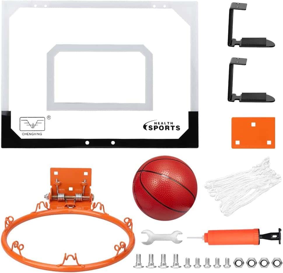 Pro Indoor Mini Basketball Hoop Set for Kids Adults with Larger 9 inch Dunk Rim,Bedroom Basketball Hoop for Wall with 4 Rubber Small Basketball Accessories, Over The Door Basketball Hoops Toy Gifts for Boys Teens