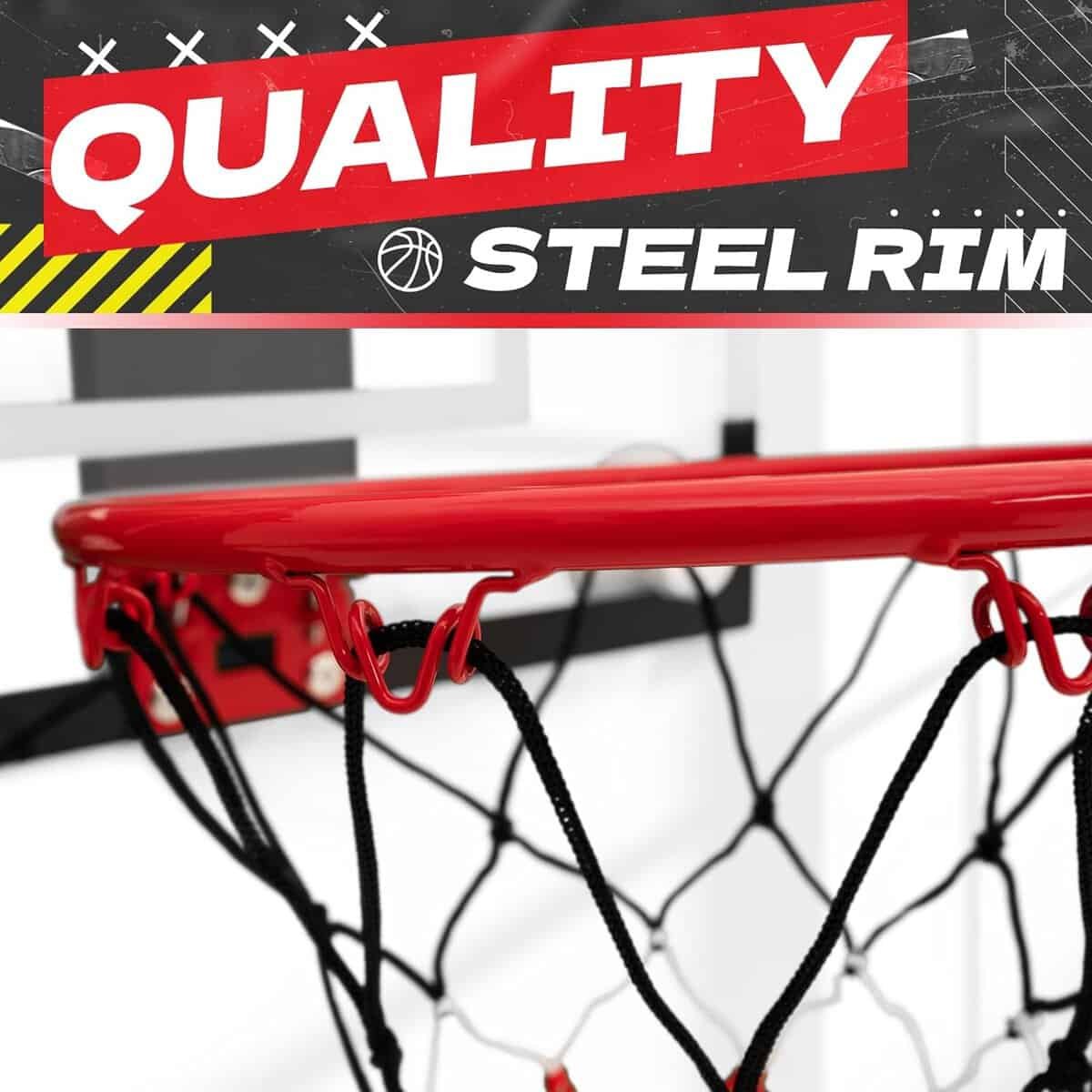 RUNBOW Indoor Mini Basketball Hoop Backboard Set of 2 with Strong Suction Cup for Kids Adults Over The Door Wall Mounted Basketball Goal Fits Glass, Tile, Smooth Wood (43x30CM, Without Scorer, 2 Pack)