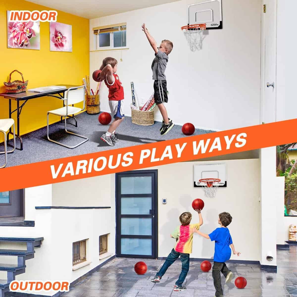 SUPER JOY Pro Room Basketball Hoop Over The Door - Wall Mounted Basketball Hoop Set with Complete Accessories - Indoor Basketball Hoop for Kids  Adults SUPER JOY Pro Room Basketball Hoop Over The Door - Wall Mounted Basketball Hoop Set with Complete Accessories - Indoor Basketball Hoop for Kids  Adults
