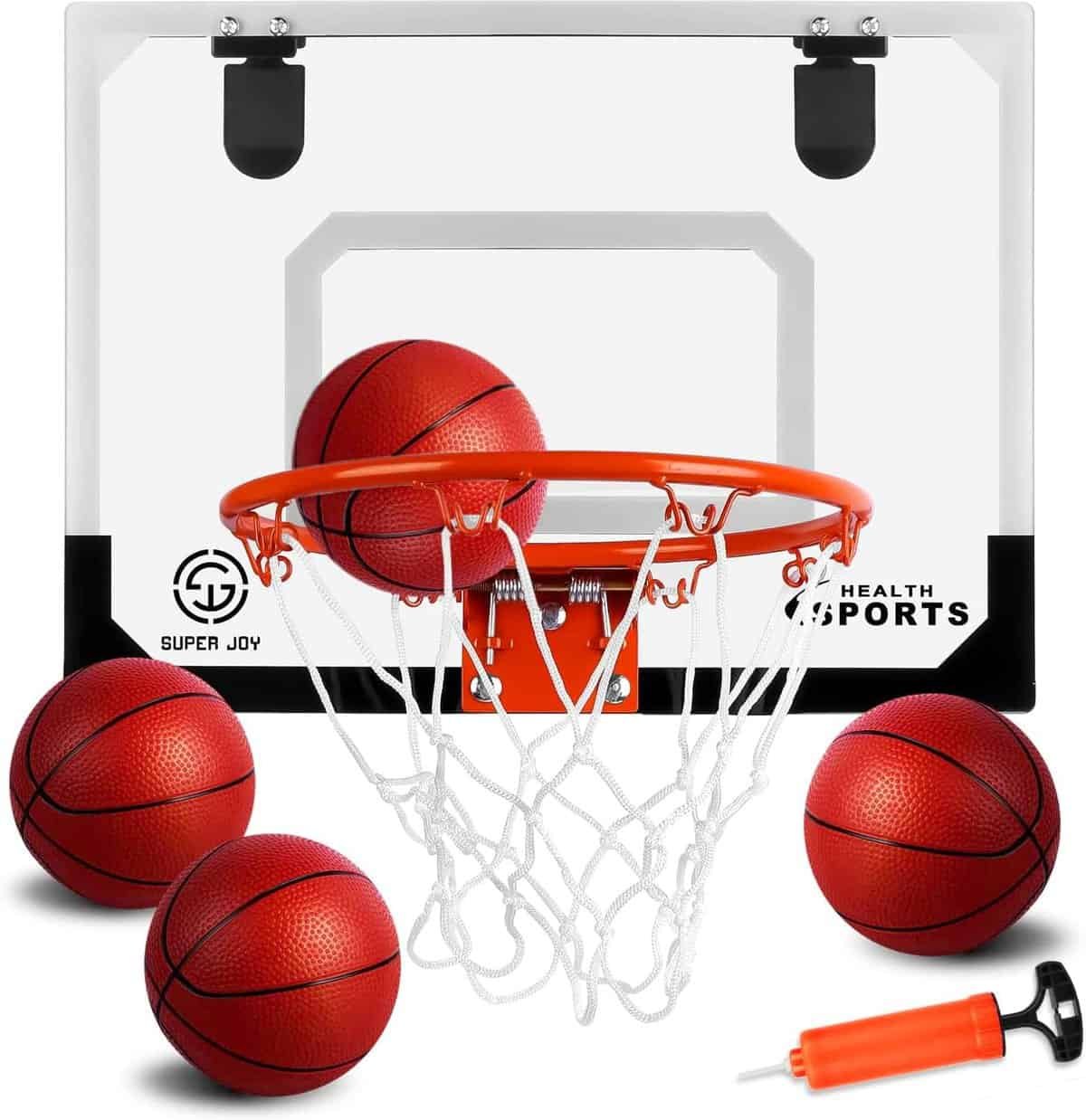 SUPER JOY Pro Room Basketball Hoop Over The Door - Wall Mounted Basketball Hoop Set with Complete Accessories - Indoor Basketball Hoop for Kids  Adults SUPER JOY Pro Room Basketball Hoop Over The Door - Wall Mounted Basketball Hoop Set with Complete Accessories - Indoor Basketball Hoop for Kids  Adults