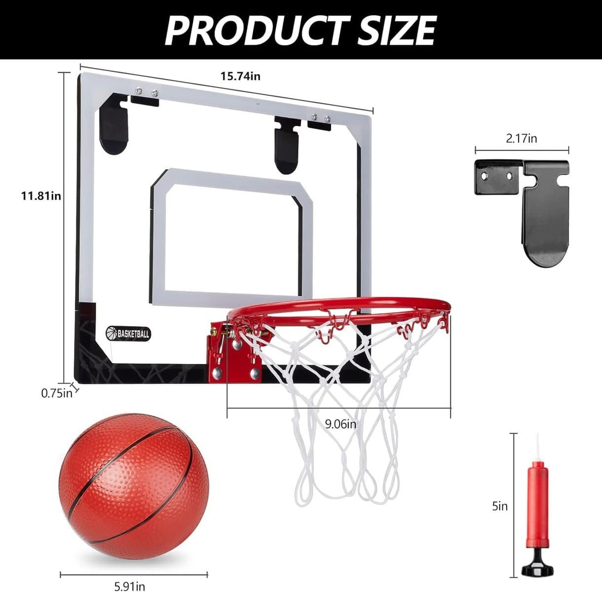 Basketball Hoop Over The Door, Indoor Mini Basketball Hoop Set for Kids, Pro Mini Basketball Hoop Door Basketball Hoop with 3 Balls