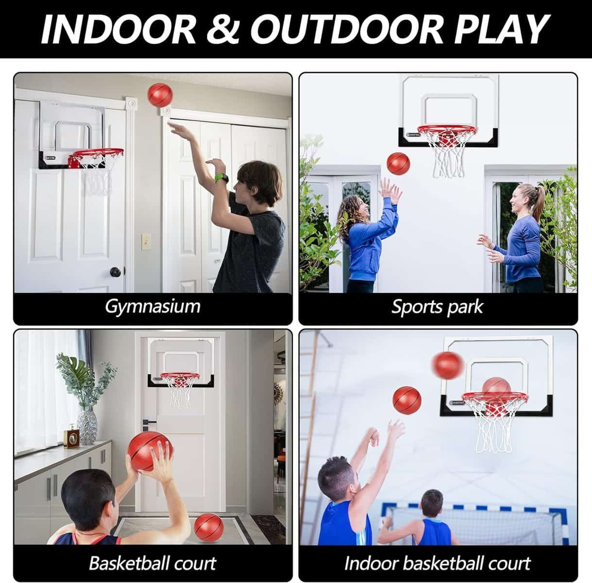 Basketball Hoop Over The Door, Indoor Mini Basketball Hoop Set for Kids, Pro Mini Basketball Hoop Door Basketball Hoop with 3 Balls