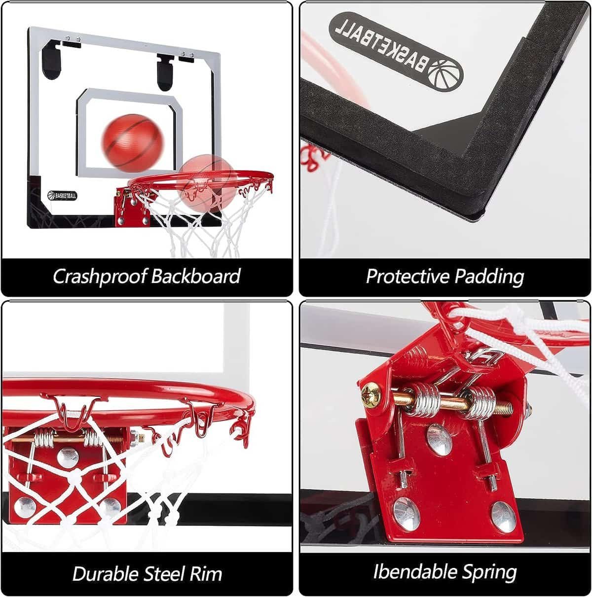 Basketball Hoop Over The Door, Indoor Mini Basketball Hoop Set for Kids, Pro Mini Basketball Hoop Door Basketball Hoop with 3 Balls