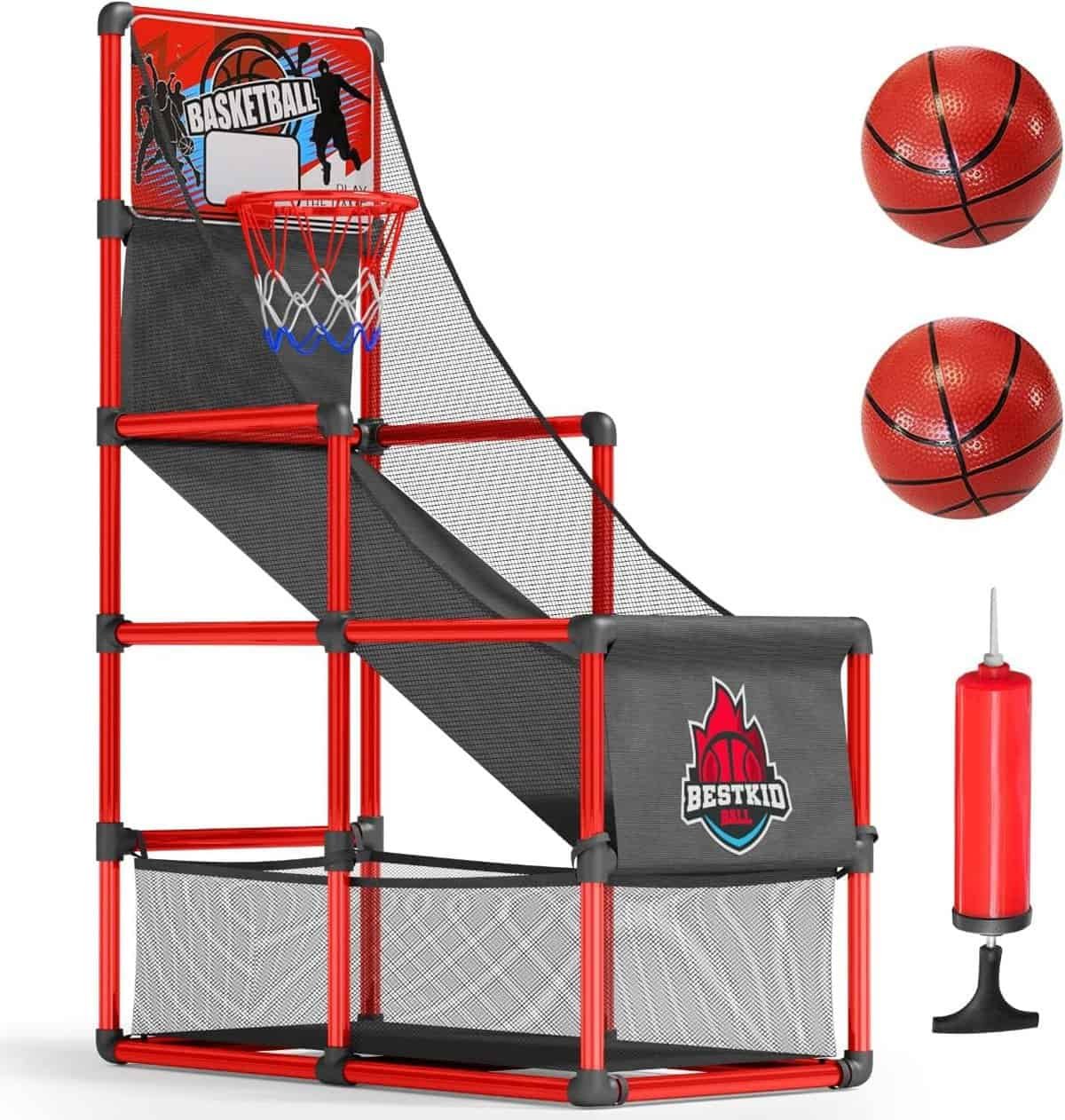 BESTKID BALL Kids Basketball Hoop Single Shot System Arcade Game Set: Indoor  Outdoor Sports Toys for Boys  Girls, Includes Ball  Shot Counter, Ideal Party Gifts for Little Athletes Ages 3-9.