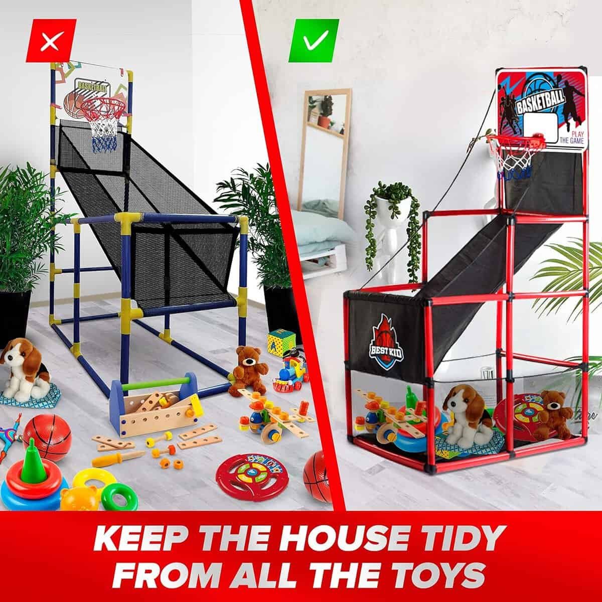 BESTKID BALL Kids Basketball Hoop Single Shot System Arcade Game Set: Indoor  Outdoor Sports Toys for Boys  Girls, Includes Ball  Shot Counter, Ideal Party Gifts for Little Athletes Ages 3-9.