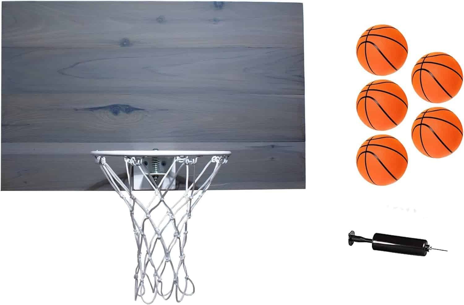 Cali Kiwi Pros Indoor Basketball 4 Panel Wood Backboard, Wall or Door Mount. Includes 9” Hoop, Net 5 Mini Basketballs Hand Pump. Cali Kiwi Pros Indoor Basketball 4 Panel Wood Backboard, Wall or Door Mount. Includes 9” Hoop, Net 5 Mini Basketballs Hand Pump.