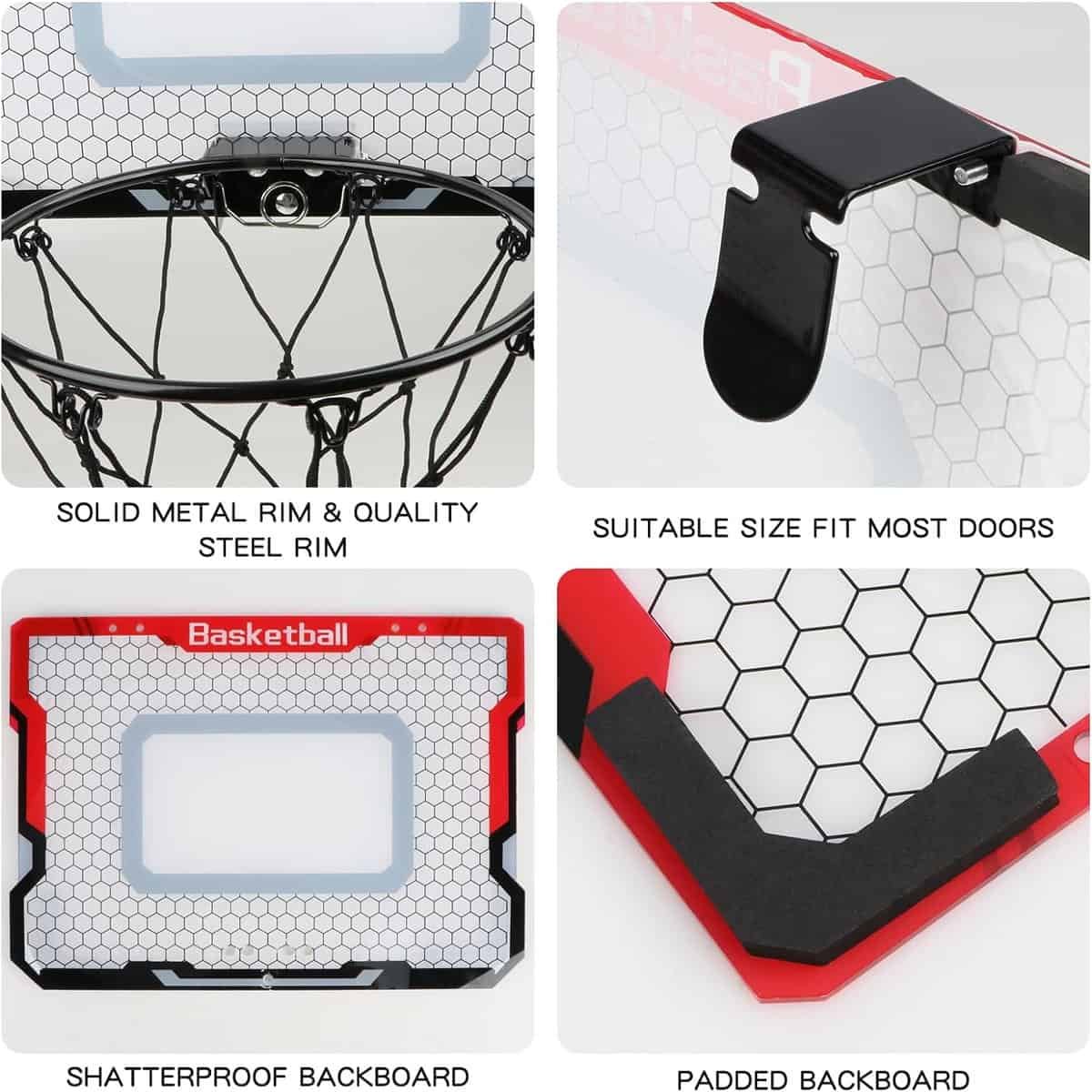 Canuan Basketball Hoop Indoor, Over The Door Basketball Hoop, Mini Basketball Hoop with 2 Balls  Complete Basketball Accessories, Indoor Basketball Hoop for Kids  Adults