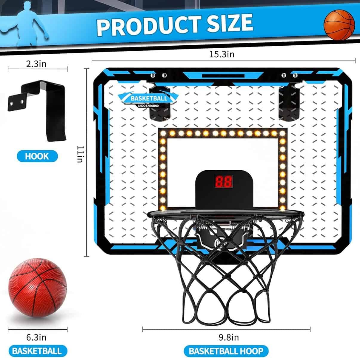 Doloowee Mini Basketball Hoop for Kids, Basketball Hoop Indoor with Lighted Electronic Scoreboard 4 Balls, Basketball Toys for 3 4 5 6 7 8 9 10 11 12 Year Old Boys Doloowee Mini Basketball Hoop for Kids, Basketball Hoop Indoor with Lighted Electronic Scoreboard 4 Balls, Basketball Toys for 3 4 5 6 7 8 9 10 11 12 Year Old Boys