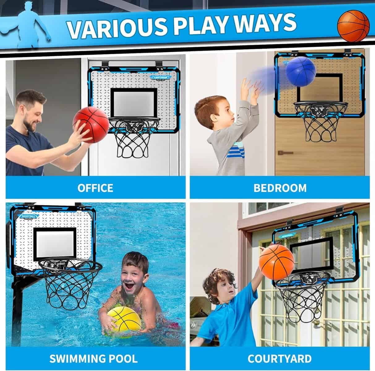 Doloowee Mini Basketball Hoop for Kids, Basketball Hoop Indoor with Lighted Electronic Scoreboard 4 Balls, Basketball Toys for 3 4 5 6 7 8 9 10 11 12 Year Old Boys Doloowee Mini Basketball Hoop for Kids, Basketball Hoop Indoor with Lighted Electronic Scoreboard 4 Balls, Basketball Toys for 3 4 5 6 7 8 9 10 11 12 Year Old Boys