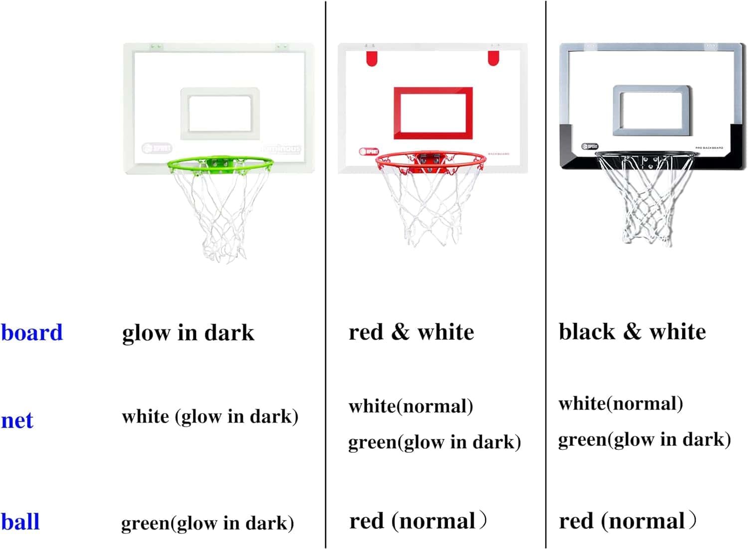 Extra Large Basketball Hoop for Youth with Luminous Basketball Net Indoor 23”X 16” Pre-Assembled Portable Over The Door with Flex Rim, Includes One Deflated Basketball with Pump, for Indoor