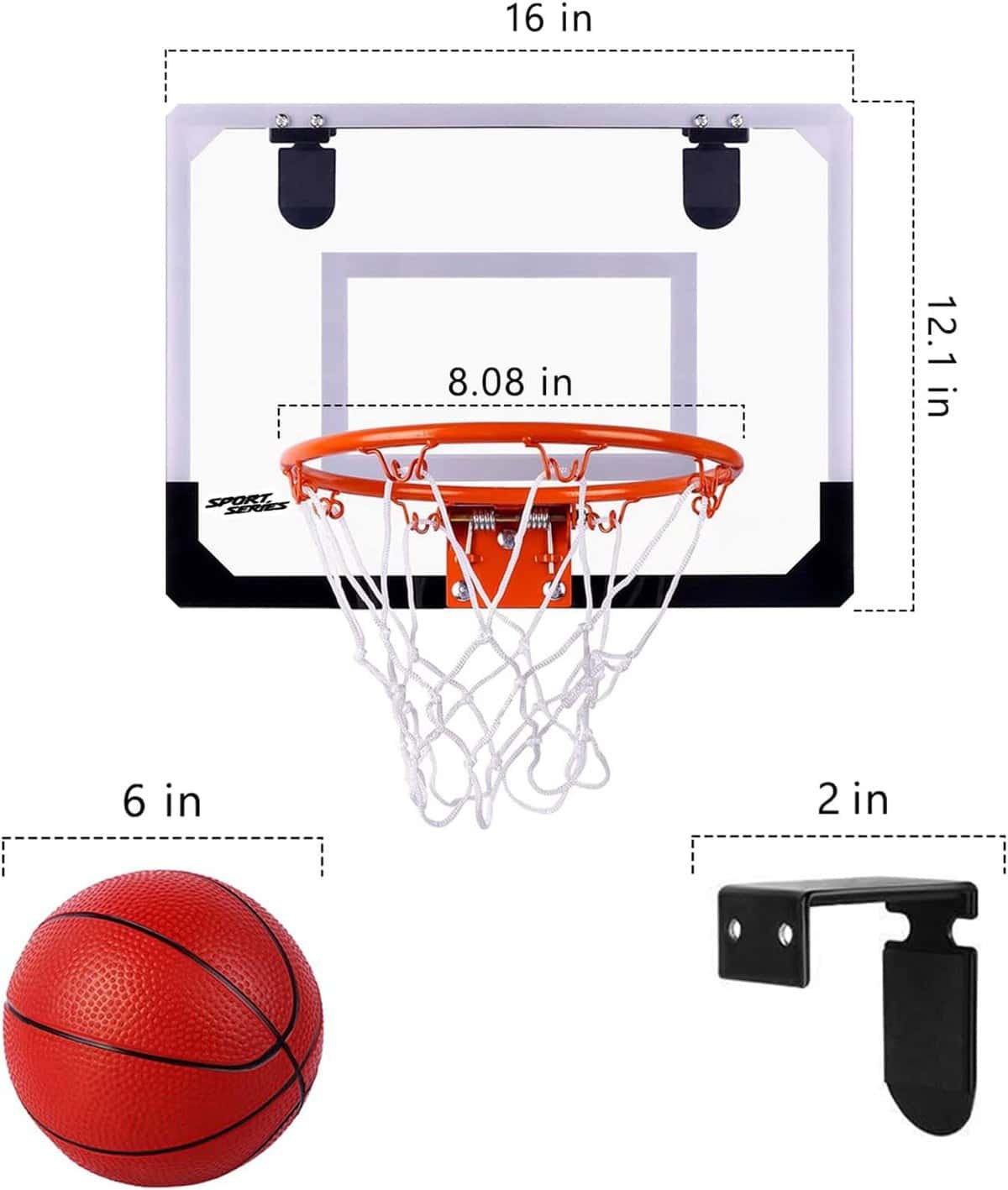 Indoor Mini Basketball Hoop Set for Kids and Adults, Bedroom Basketball Hoop for Door with 4 Balls  Complete Basketball Accessories