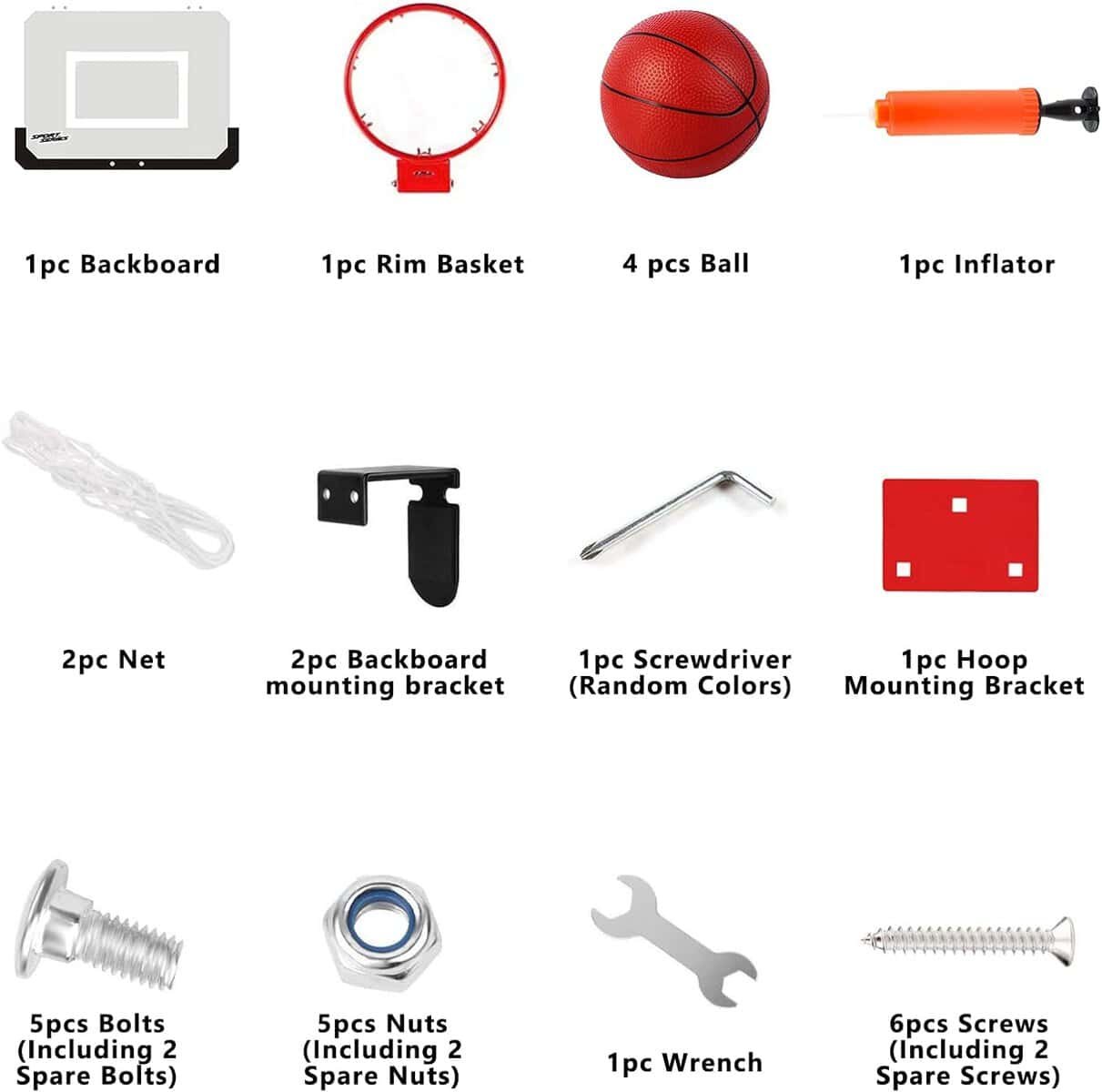 Indoor Mini Basketball Hoop Set for Kids and Adults, Bedroom Basketball Hoop for Door with 4 Balls  Complete Basketball Accessories