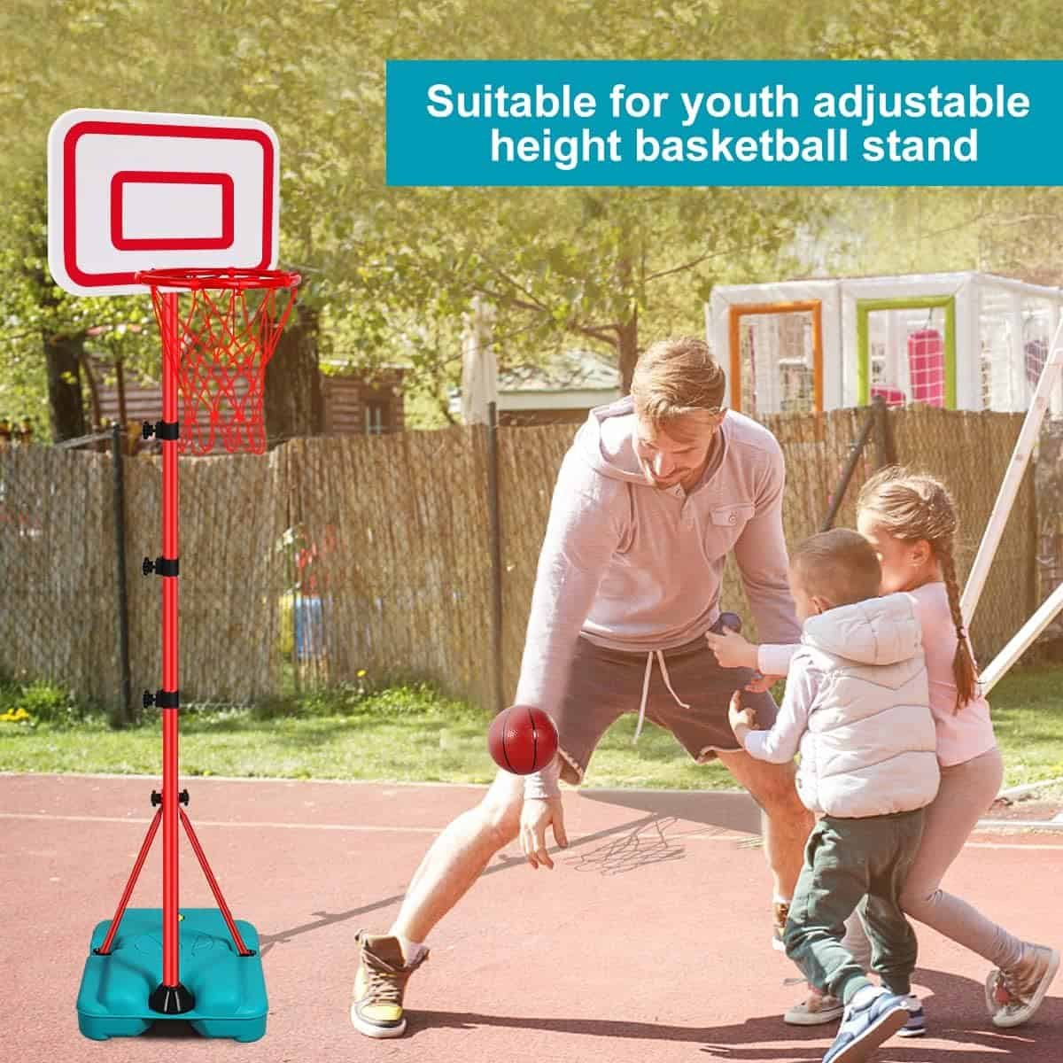 Kids Basketball Hoop Adjustable Height 2.9 ft-6.2 ft Toddler Basketball Hoop for Kids Indoor Outdoor Play Mini Portable Kids Basket Ball Goal Backyard Outside Toys for Boys Girls Age 3 4 5 6 7 8 Gift