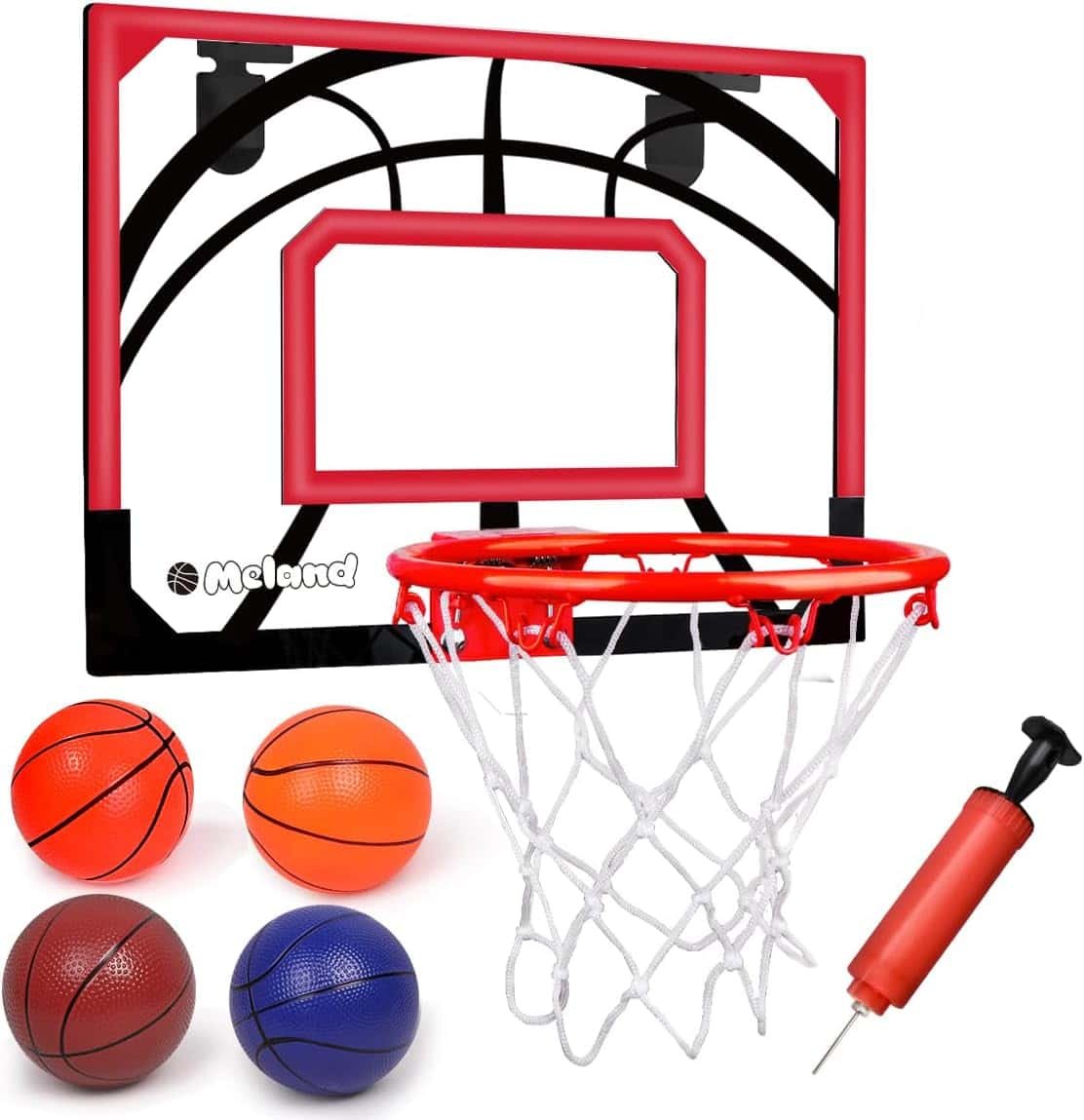 Meland Basketball Hoop Indoor - Mini Basketball Hoop for Door with 4 Balls Air Pump, Basketball Gifts for 5,6,7,8,9,10,11,12 Year Old Boys Toys Teen Kids Meland Basketball Hoop Indoor - Mini Basketball Hoop for Door with 4 Balls Air Pump, Basketball Gifts for 5,6,7,8,9,10,11,12 Year Old Boys Toys Teen Kids