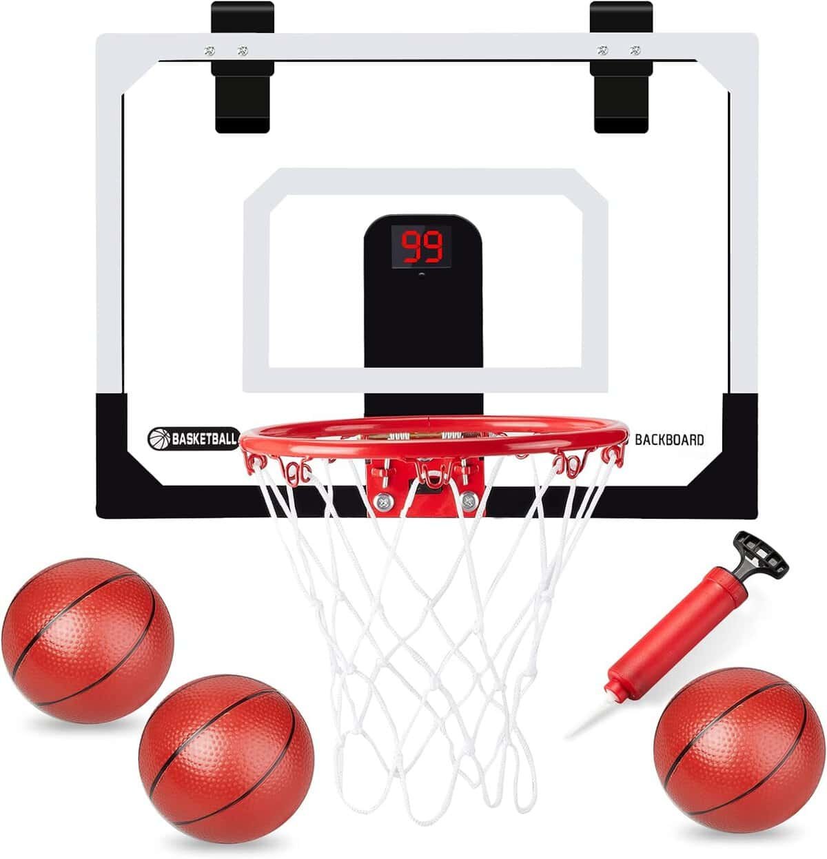 Mini Basketball Hoop for Kids Adults,16 x 12 Over The Door Basketball Hoop Indoor with 3 Balls,Basketball Hoop for Door