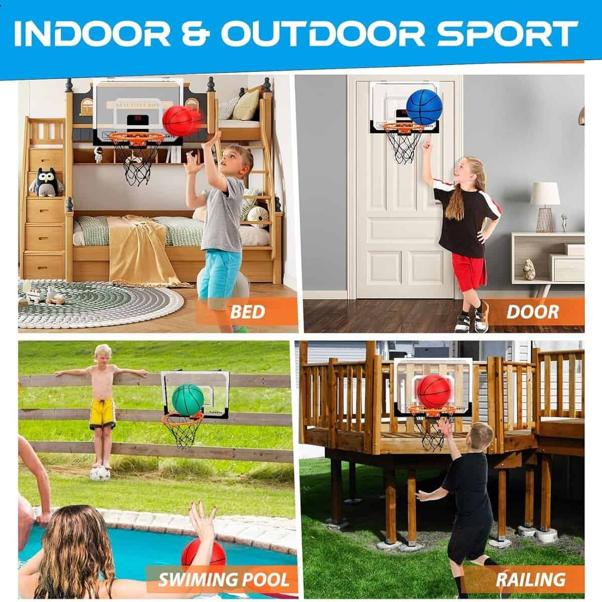 Mini Indoor Basketball Hoop for Door, Over Door Basketball Hoop for Kids Adults with Large 9 Inch Dunk Rim 4 Mini Replacement 6 Basketballs Sport Game Gift for 6 7 8 9 10 11 12 Years (15.8x11.7) Mini Indoor Basketball Hoop for Door, Over Door Basketball Hoop for Kids Adults with Large 9 Inch Dunk Rim 4 Mini Replacement 6 Basketballs Sport Game Gift for 6 7 8 9 10 11 12 Years (15.8x11.7)