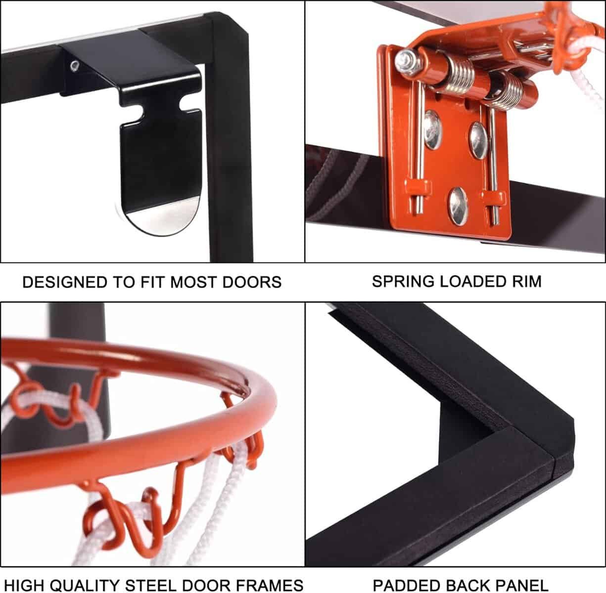 NI-ROU Indoor Mini Basketball Hoop for Kids,Mini Basketball Hoop with Electronic Scoreboard  2 Balls,Over The Door Basketball Hoop with LED Lighting, Basketball Wall-Mount Hoops  Goals Toys