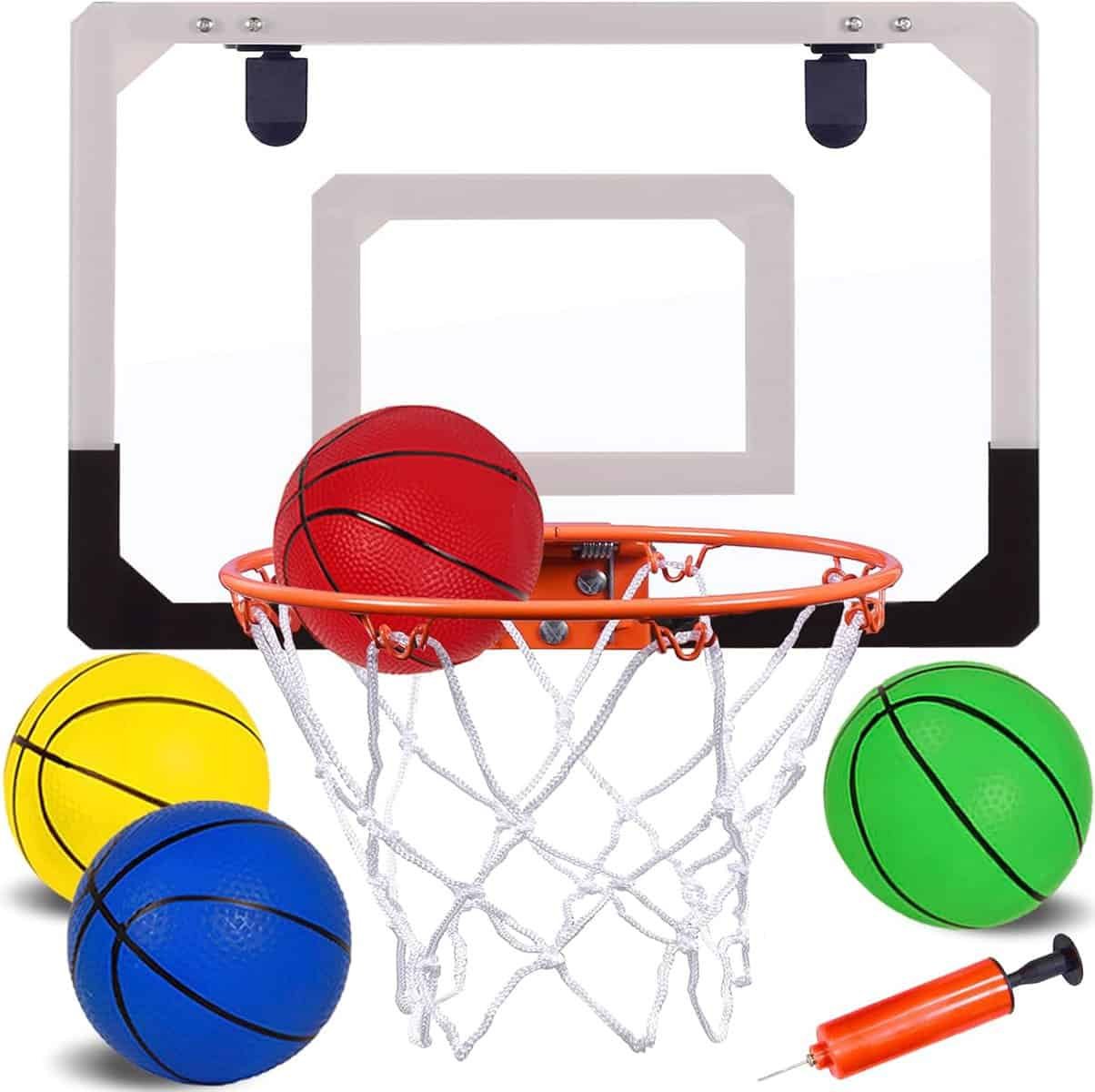 NI-ROU Indoor Mini Basketball Hoop for Kids,Mini Basketball Hoop with Electronic Scoreboard  2 Balls,Over The Door Basketball Hoop with LED Lighting, Basketball Wall-Mount Hoops  Goals Toys