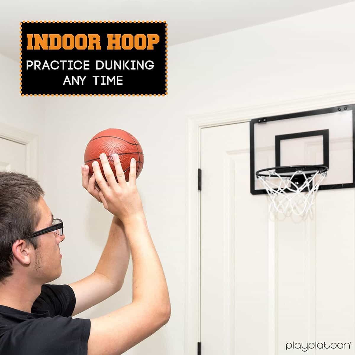 Play Platoon Mini Basketball Hoop for Door - 16 x 12 Inch Bedroom Basketball Hoop Indoors Set