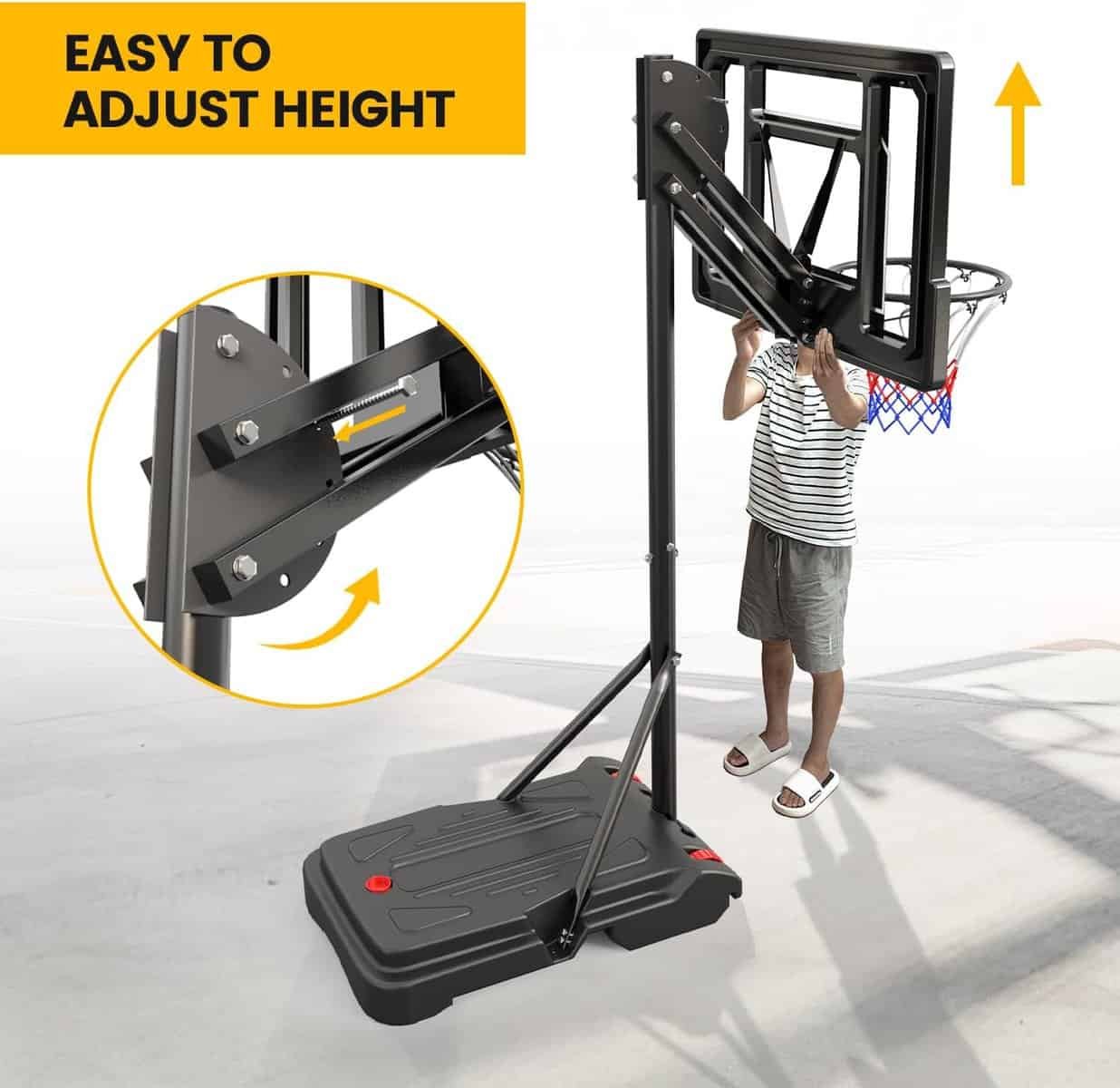 Portable Basketball Hoop Outdoor for Kids Youth - 5.5FT-9.5FT Easy Height Adjustable Stand System w/Shatterproof Backboard - Indoor Outside Basketball Goal Court with Free Weighted Bag