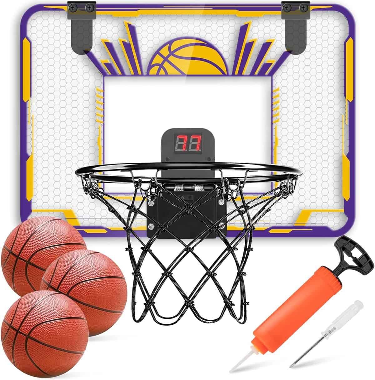 Indoor Mini Basketball Hoop, Basketball Hoop for Room and Office Door, Basketball Hoop for Kids Age 8-12 with 3 Mini Basketballs, Scoreboard and Complete Accessories Indoor Mini Basketball Hoop, Basketball Hoop for Room and Office Door, Basketball Hoop for Kids Age 8-12 with 3 Mini Basketballs, Scoreboard and Complete Accessories