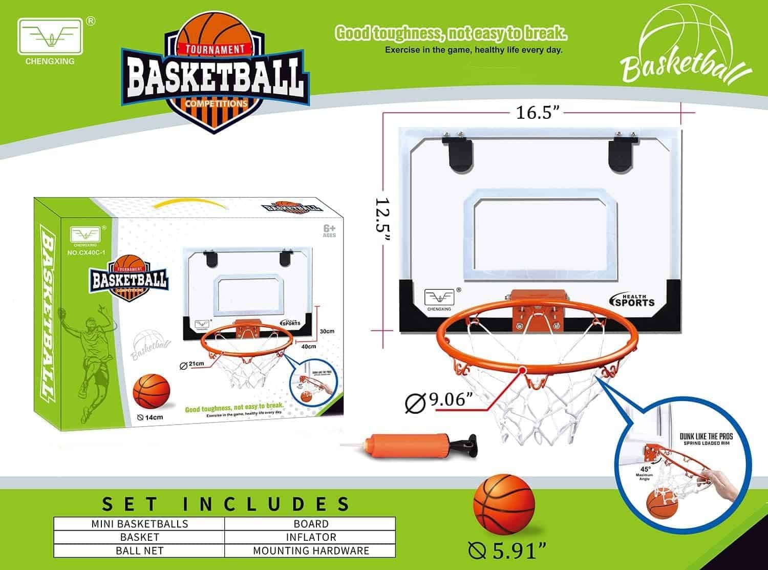 Indoor Mini Basketball Hoop for Kids Toddler Basketball All Accessories with 3 Balls Basketball Toys with Balls Gifts for Boys