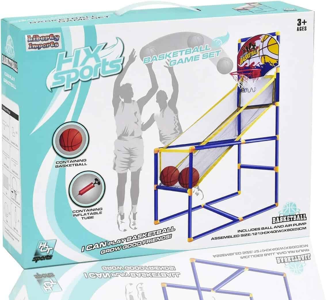 Kids Arcade Basketball Hoop Shot Game - Indoor Sports Shooting System with Mini Hoop, Inflatable Ball and Pump