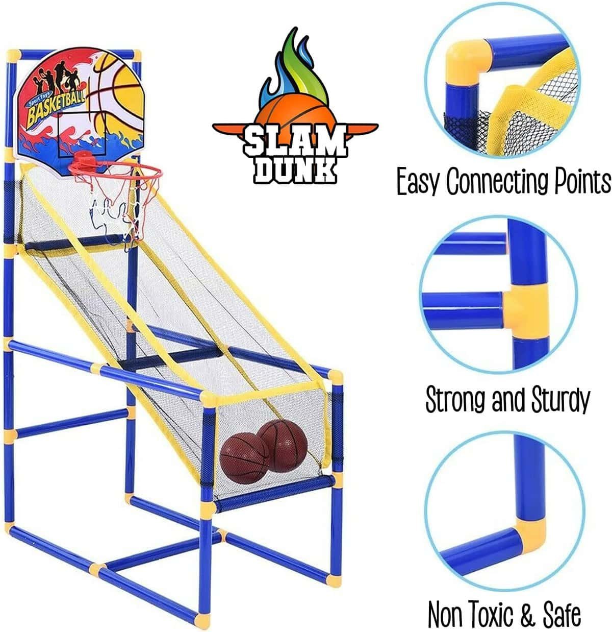 Kids Arcade Basketball Hoop Shot Game - Indoor Sports Shooting System with Mini Hoop, Inflatable Ball and Pump