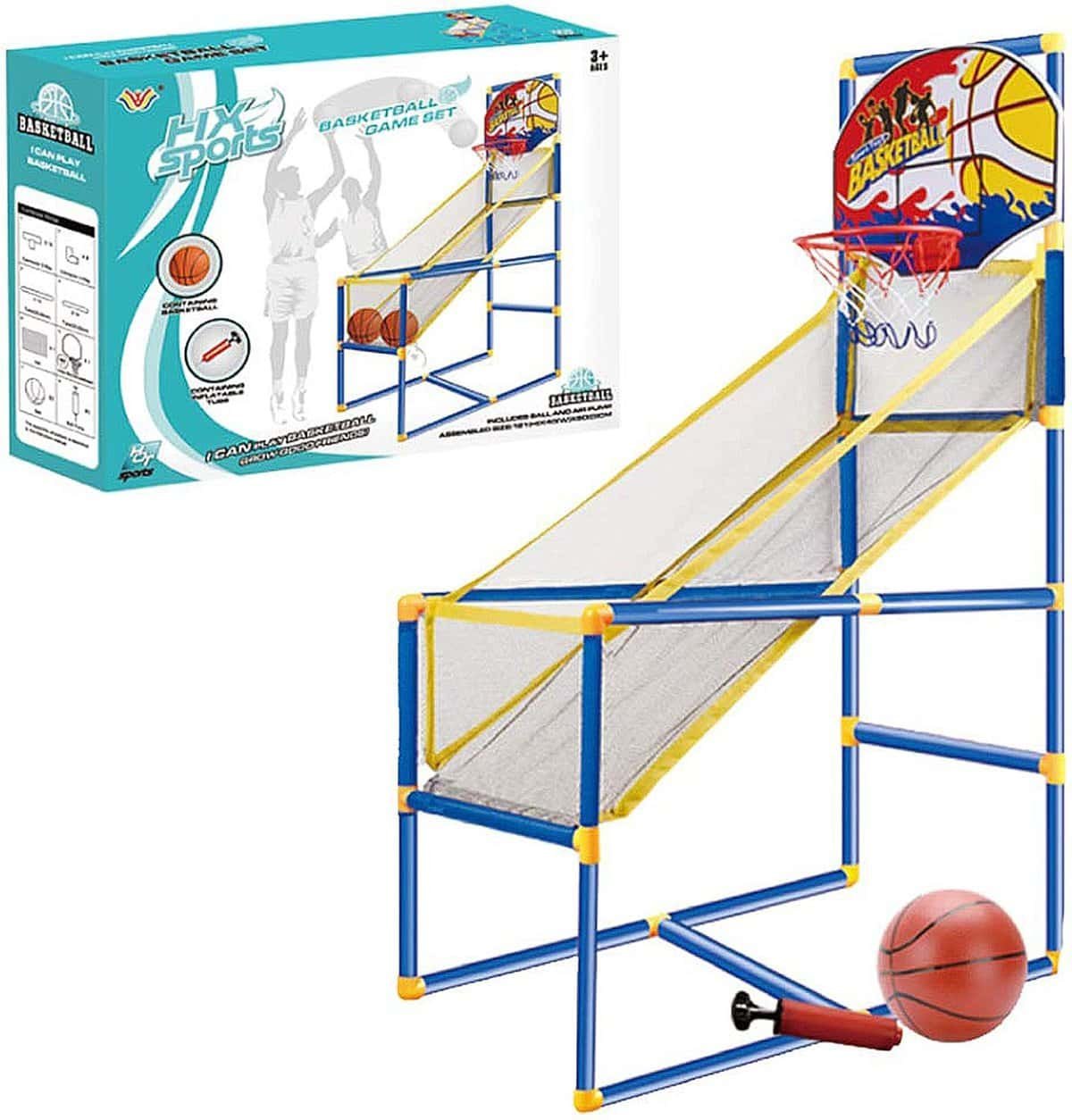 Kids Arcade Basketball Hoop Shot Game - Indoor Sports Shooting System with Mini Hoop, Inflatable Ball and Pump
