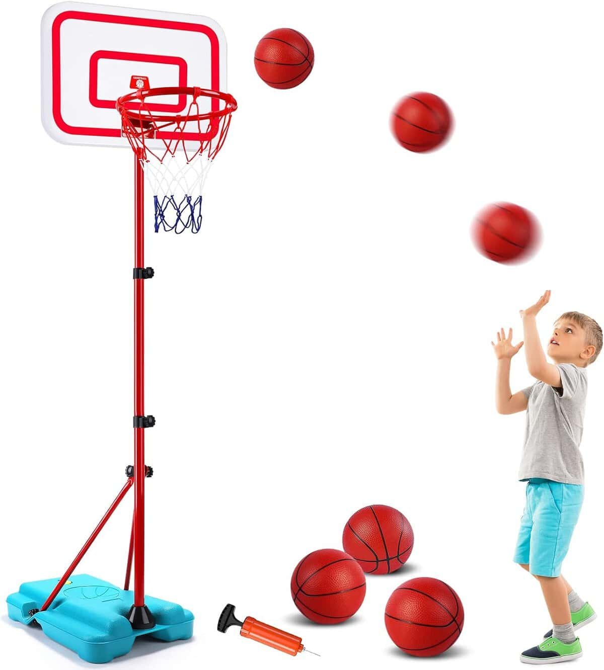 Kids Basketball Hoop - Toddler Basketball Hoop Indoor Outdoor with 3 Balls Adjustable Height 2.9ft-6.2ft Mini Basketball Hoop for Kids Basketball Goal Backyard Toy for Boys Girls Kids Age 3 4 5 6 7 8