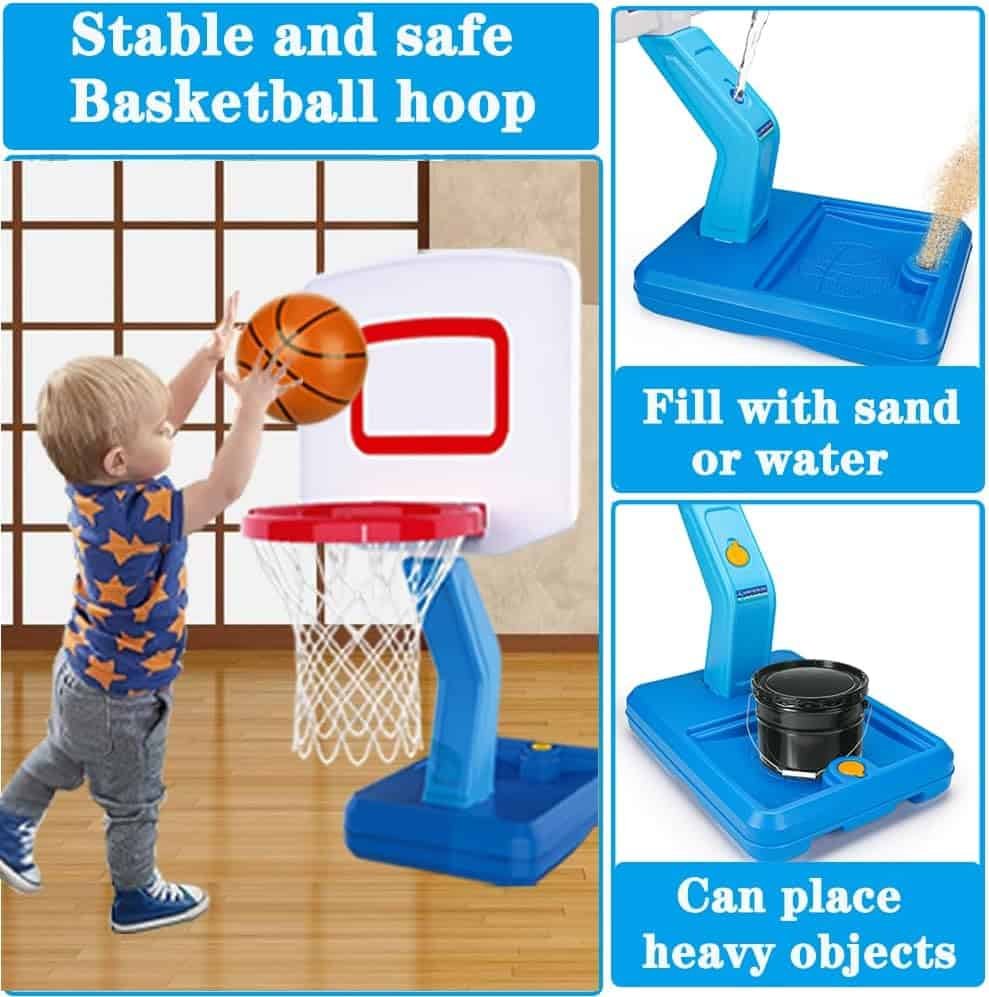 Toddler Basketball Hoop Indoor Mini Adjustable Poolside Basketball Goals with Ball Pump for Boys Girls Outdoor Toys for Backyard Games Outside Swimming Pool Basketball Toy for Kids Age 4-8 2-4-6 3-5-7