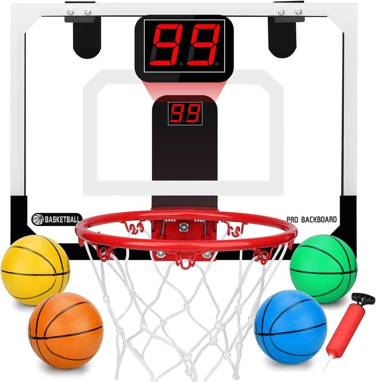 Mini Basketball Hoop for Kids Adults, Over The Door Basketball Hoop with 3 Replacement PVC Mini Sports Basketballs Gift