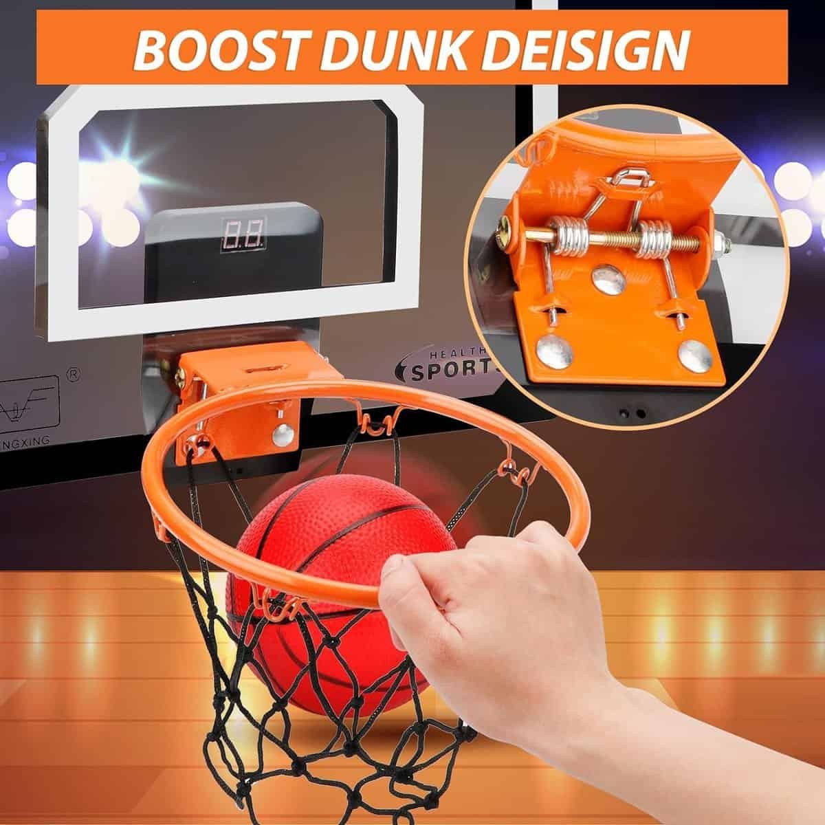 Mini Basketball Hoop for Kids Adults, Over The Door Basketball Hoop with 3 Replacement PVC Mini Sports Basketballs Gift