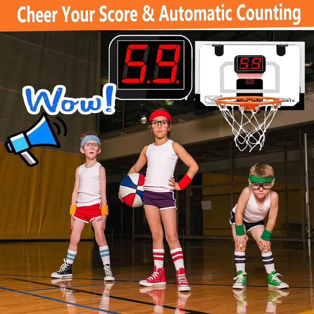 Mini Basketball Hoop for Kids Adults, Over The Door Basketball Hoop with 3 Replacement PVC Mini Sports Basketballs Gift