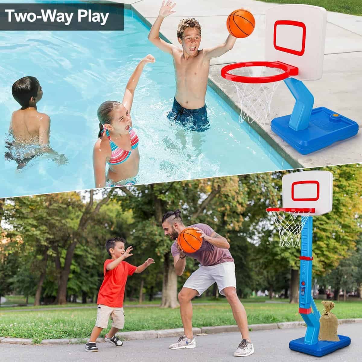 Toddler Basketball Hoop Indoor Mini Adjustable Poolside Basketball Goal with Ball Pump for Boys Girls Outdoor Toys for Backyard Game Outside Basketball Toy for Kids Age 2-4 3-5 6 7 4-8 Birthday Gifts