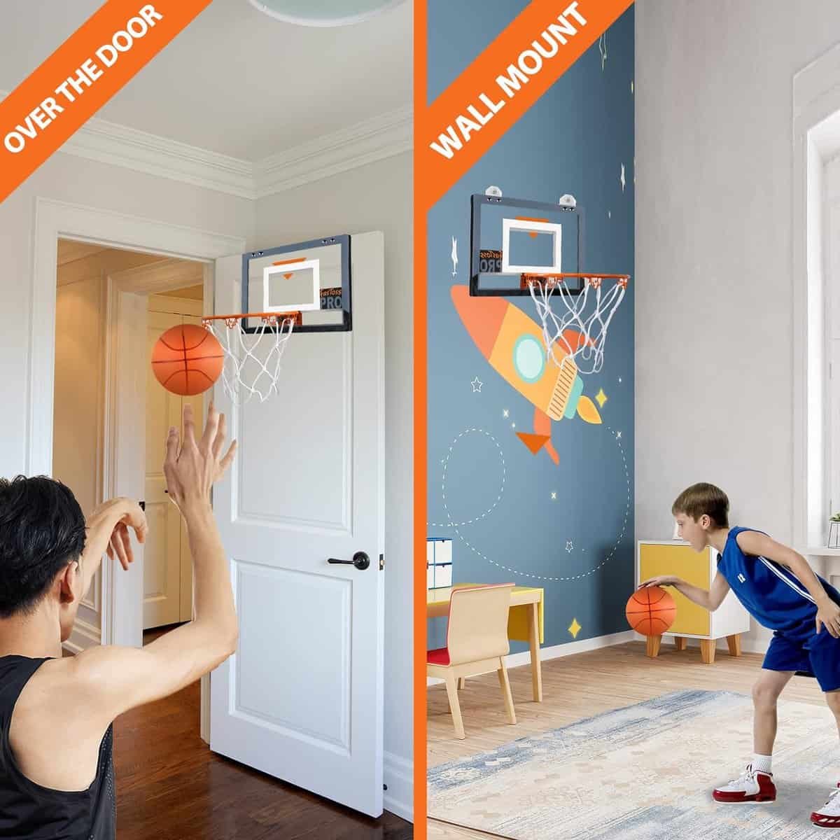 FASTOSS Pro Mini Basketball Hoop Indoor Family Games for Door and Wall with Complete Accessories Transparent